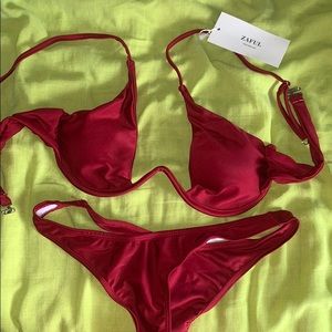 ZAFUL RED High Leg Underwire Bikini Set